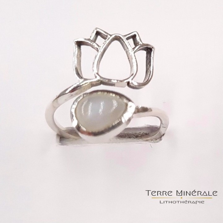 Bague réglable Peristerite AA Argent 925 - REF 02