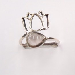 Bague réglable Quartz Rose AA Argent 925 - REF 02