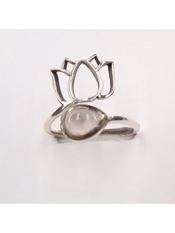 Bague réglable Quartz Rose AA Argent 925 - REF 02