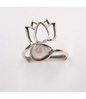 Bague réglable Quartz Rose AA Argent 925 - REF 02 – BIJOUX FANTAISIE MACLAS 42