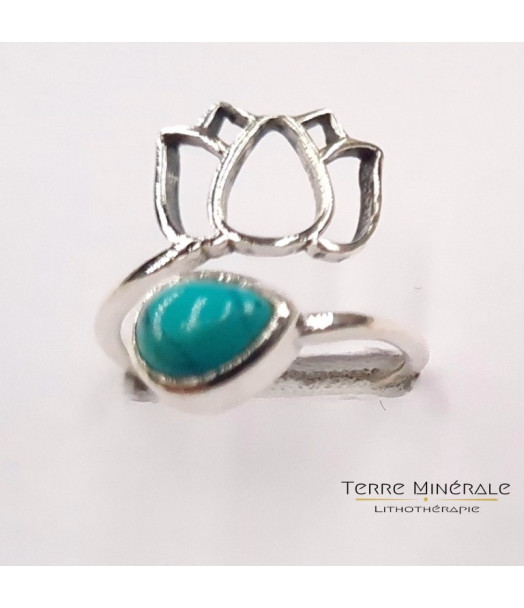 Bague réglable Turquoise de Chine AAA Argent 925 - REF 02