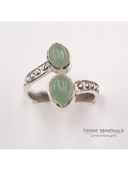 Bague Aventurine Verte A Réglable Argent 925 - REF 04