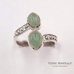 Bague Aventurine Verte A Réglable Argent 925 - REF 04