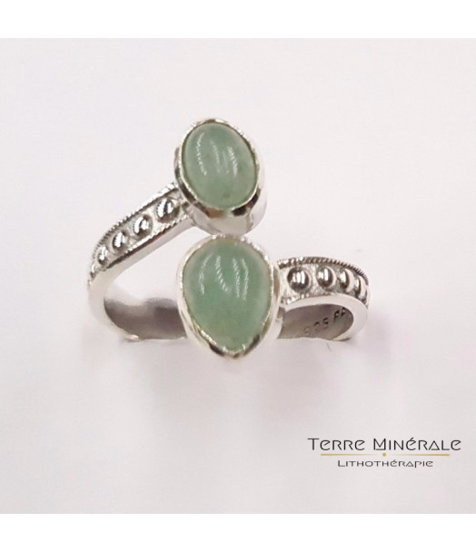 Bague Aventurine Verte A Réglable Argent 925 - REF 04