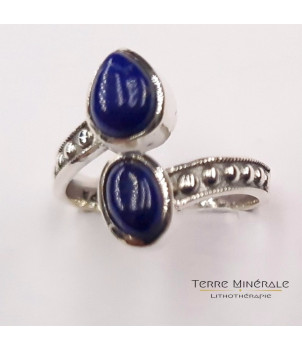 Bague réglable Lapis Lazuli AA Argent 925 - REF 04 – BIJOUX FANTAISIE LE PLESSIS-ROBINSON 92