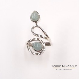 Bague réglable Aigue Marine AA Argent 925 - REF 05