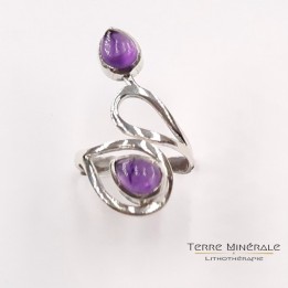 Bague Réglable Amethyste AA Argent 925 - REF 05