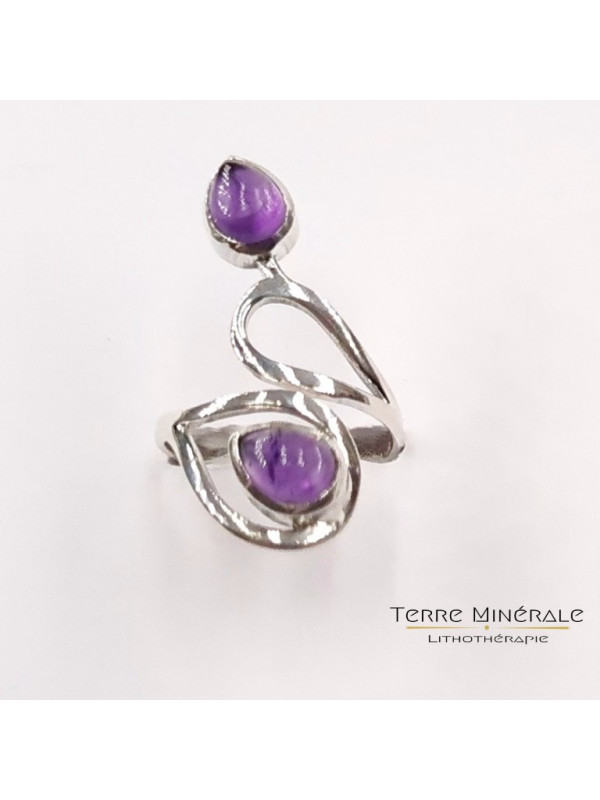 Bague Réglable Amethyste AA Argent 925 - REF 05