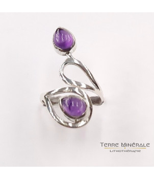Bague Réglable Amethyste AA Argent 925 - REF 05 – BIJOUX FANTAISIE LE PLESSIS-ROBINSON 92