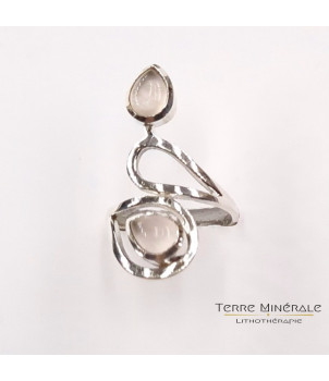 Bague réglable Quartz Rose AA Argent 925 - REF 05 – BIJOUX FANTAISIE MONTOLIVET 77
