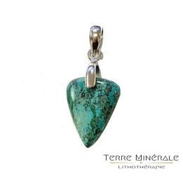 Pendentif Chrysocolle goutte inversée Argent rhodié