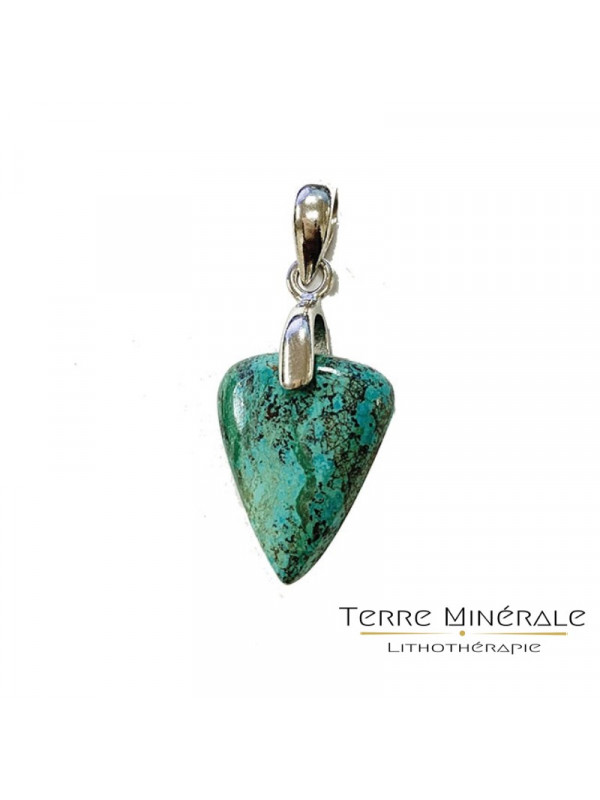 Pendentif Chrysocolle goutte inversée Argent rhodié