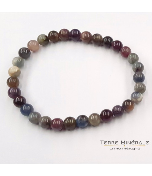 Bracelet Saphir Multicolore AB Boule 6 mm Bracelet Saphir Multicolore AB Boule 6 mm