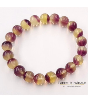Bracelet Fluorine Jaune Violette AA+ Boule 8 - 9 mm – BIJOUX FANTAISIE DARVAULT 77