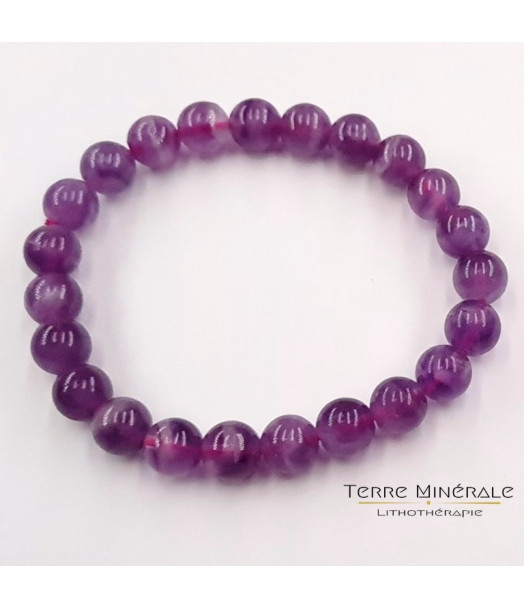 Bracelet Fluorine Violette AA Boule 7.5 - 8.5 mm