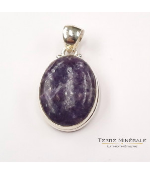 Pendentif Lepidolite 8 mm Argent 925