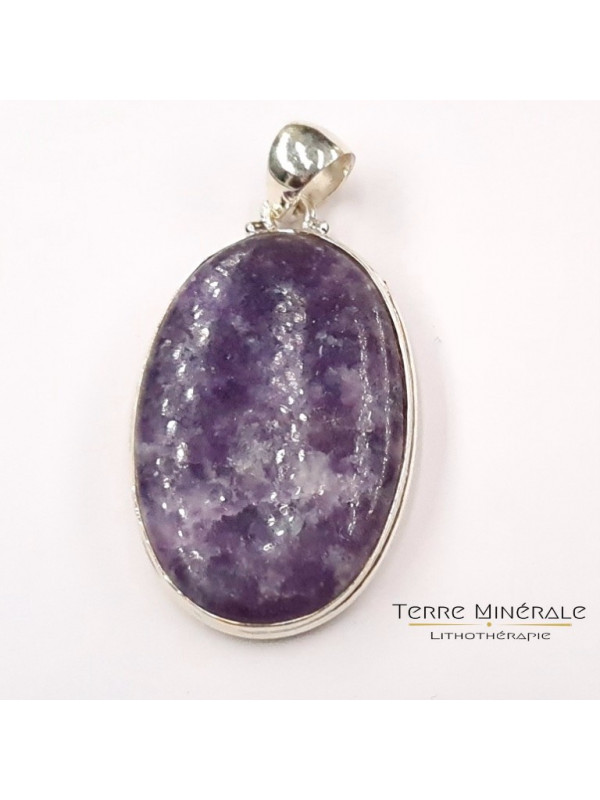 Pendentif Lepidolite 8 mm Argent 925