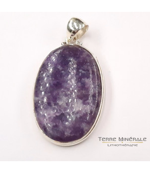 Pendentif Lepidolite 8 mm Argent 925