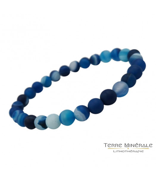 Bracelet Agate Bleue dépolie 6 mn