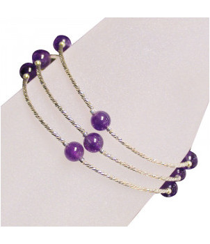Bracelet 3 rangs Améthyste 6mm Argent 0.925 – BIJOUX FANTAISIE CHAMPIER 38