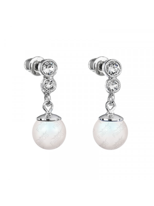 Boucles d'Oreilles Perle 8 mn blanche Crystals From Swarovski® 6411-02-Rh