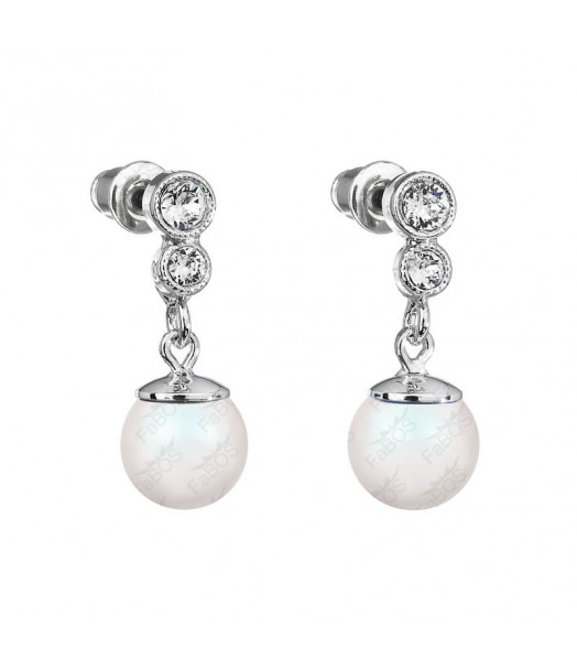 Boucles d'Oreilles Perle 8 mn blanche Crystals From Swarovski® 6411-02-Rh