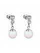 Boucles d'Oreilles Perle 8 mn blanche Crystals From Swarovski® 6411-02-Rh