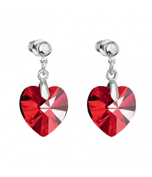 Boucles d'Oreilles Coeur Siam Crystals From Swarovski® 4661-03-Rh