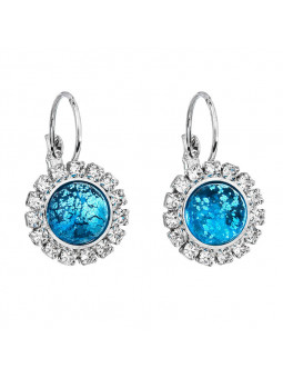 Boucles d'Oreilles Mugle dark Aqua Crystals From Swarovski® 6642-03-Rh