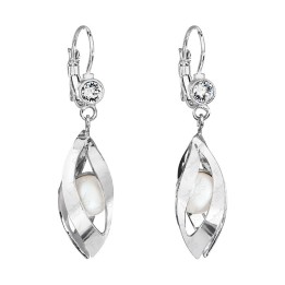 Boucles d'Oreilles Perles Blanches Crystals From Swarovski® 6325-03-Rh