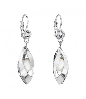 Boucles d'Oreilles Perles Blanches Crystals From Swarovski® 6325-03-Rh