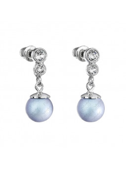 Boucles d'Oreilles Perle 8 mn bleu clair Crystals From Swarovski® 6411-03-Rh