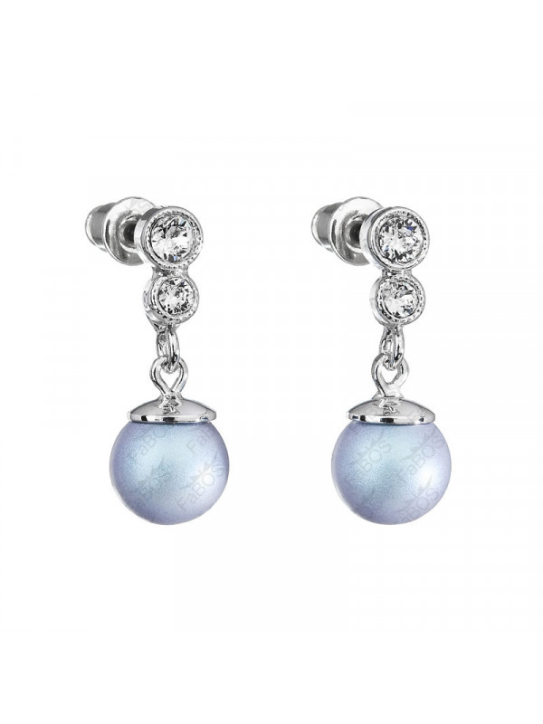 Boucles d'Oreilles Perle 8 mn bleu clair Crystals From Swarovski® 6411-03-Rh
