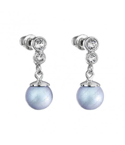 Boucles d'Oreilles Perle 8 mn bleu clair Crystals From Swarovski® 6411-03-Rh