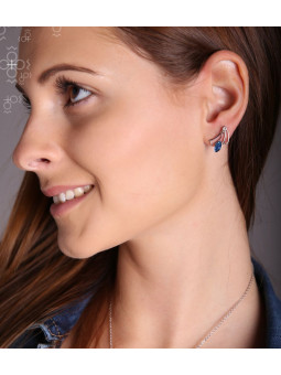 Boucles d'Oreilles Gentle Blue Denim Crystals From Swarovski® 6770-03-Rh