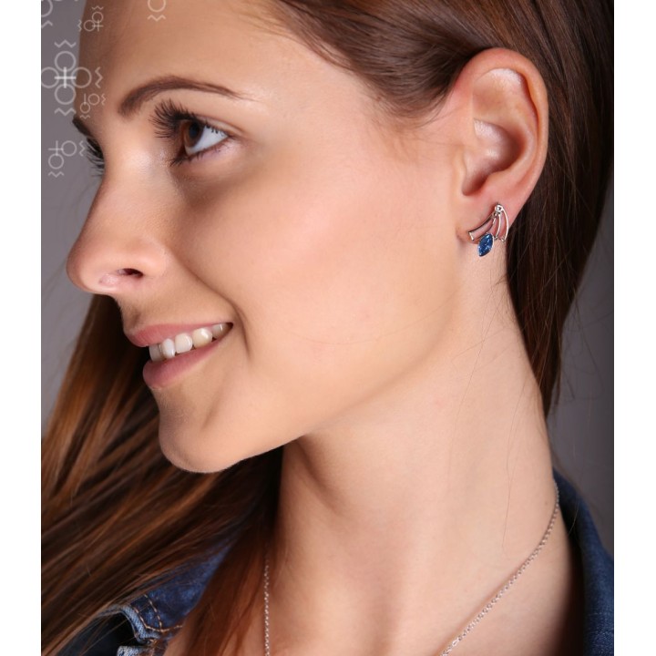 Boucles d'Oreilles Gentle Blue Denim Crystals From Swarovski® 6770-03-Rh