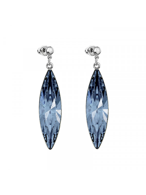 Boucles d'Oreilles Naveta 3.5 cm Blue Denim Crystals From Swarovski® 4932-03-Rh