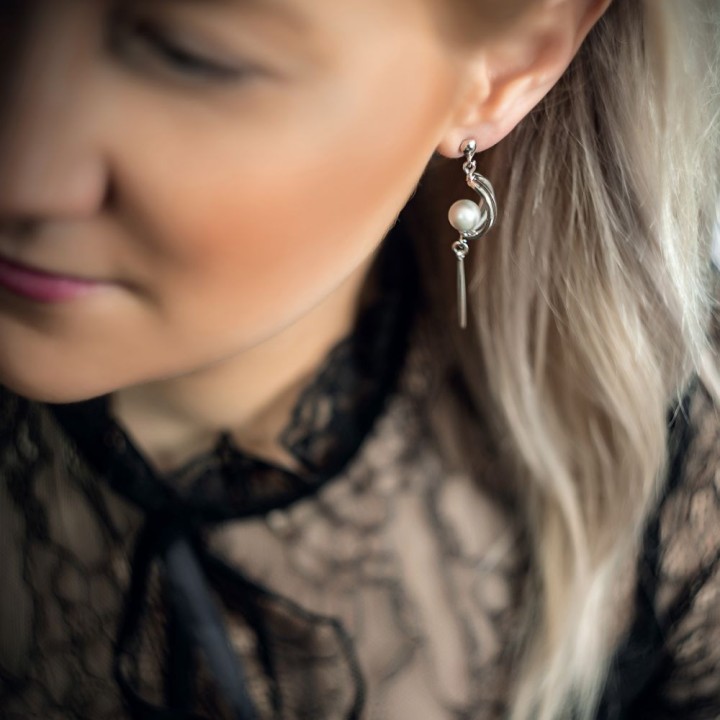Boucles d'Oreilles Perles Irisées Crystals From Swarovski® 6635-03-Rh