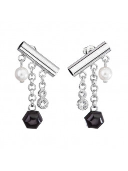 Boucles d'Oreilles Tube Noire Crystals From Swarovski® 6771-03-Rh