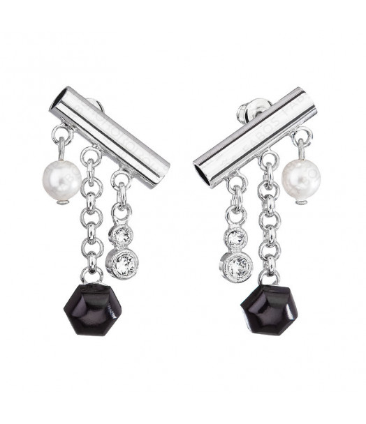 Boucles d'Oreilles Tube Noire Crystals From Swarovski® 6771-03-Rh