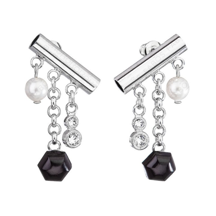 Boucles d'Oreilles Tube Noire Crystals From Swarovski® 6771-03-Rh