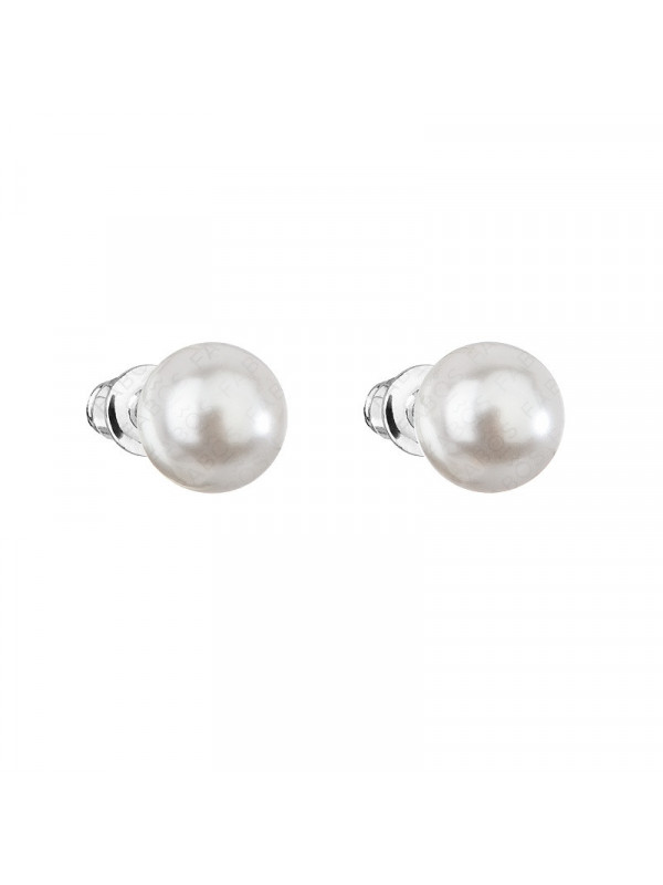 Boucles d'Oreilles Perle Blanche 8 mn Crystals From Swarovski® 6976-02-Rh