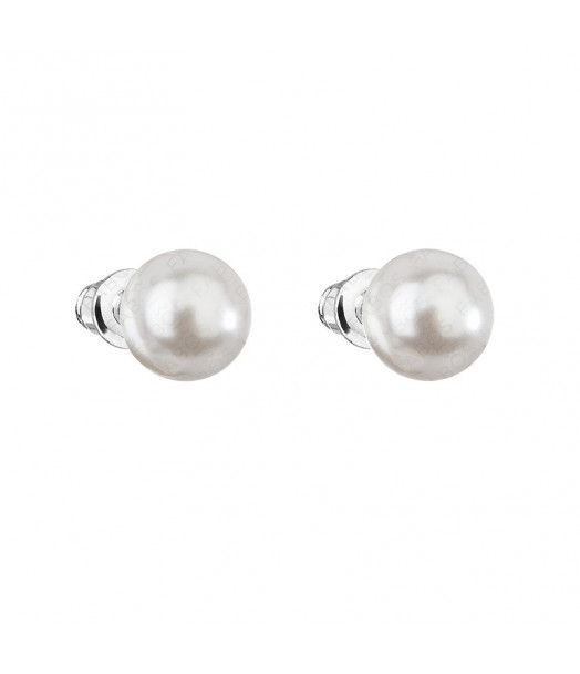 Boucles d'Oreilles Perle Blanche 8 mn Crystals From Swarovski® 6976-02-Rh