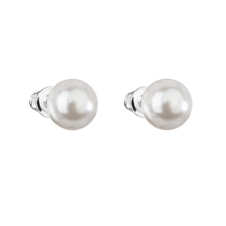 Boucles d'Oreilles Perle Blanche 8 mn Crystals From Swarovski® 6976-02-Rh