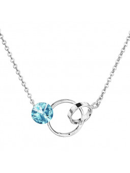 Collier anneaux Aigue Marine Cristal From Swarovski® 6175-12-Rh