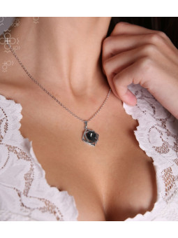 Collier Carré Graphite Cristal From Swarovski® 6327-54-Rh