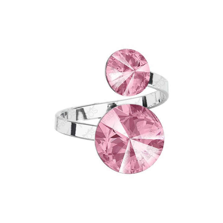 Bague Rivoli 8/12 rose pâle Cristal From Swarovski® 3010-14-Rh