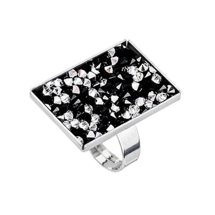 Bague Rock Jet noire Cristal From Swarovski® 0776-04-Rh