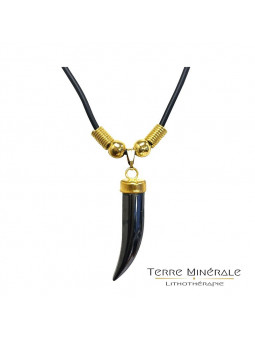 Collier Corne Hématite sur cordon - 43 cm