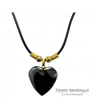 Collier cœur Hématite avec cordon - 43 cm – BIJOUX FANTAISIE RENTIÈRES 63
